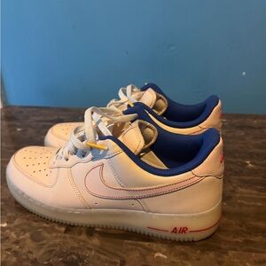 Nike Air force 1 pink Sneakers with Blue  Accents